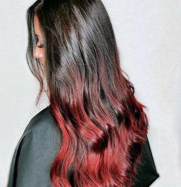 black and dark red ombre hair