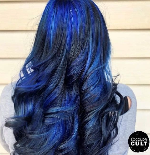 ombre hair black to dark blue